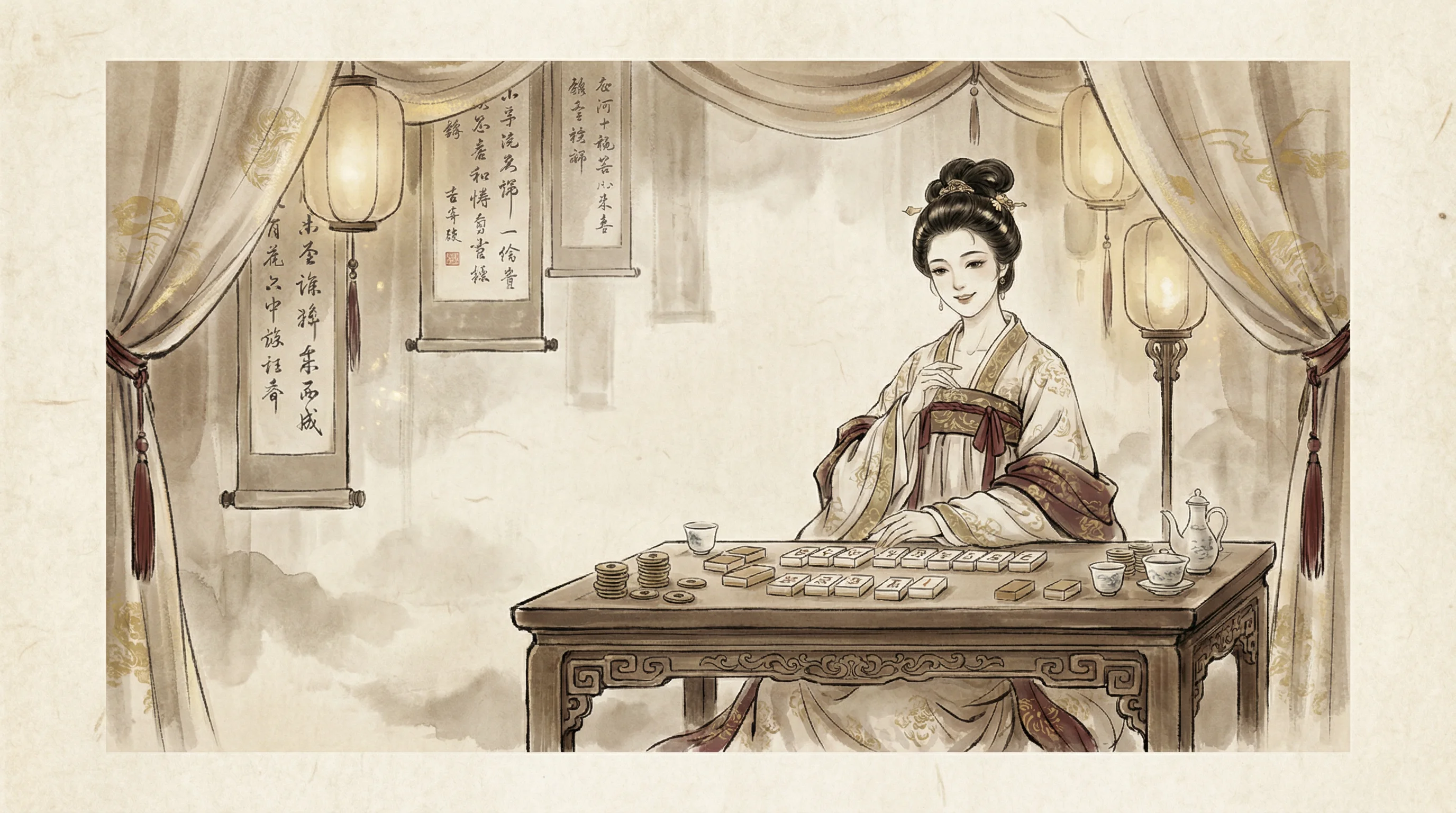 南宫28德州扑克博弈水墨画
